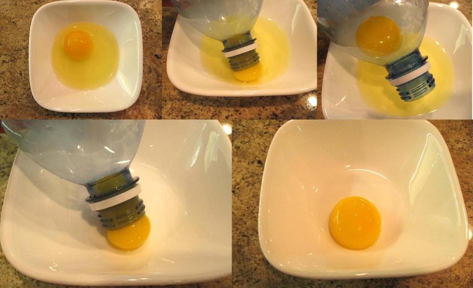 Separate an egg with a bottle