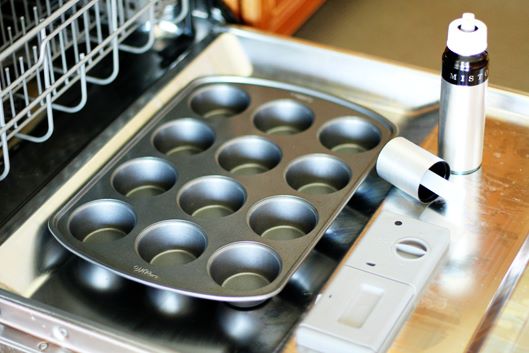 Spray your muffin tin on the dishwasher