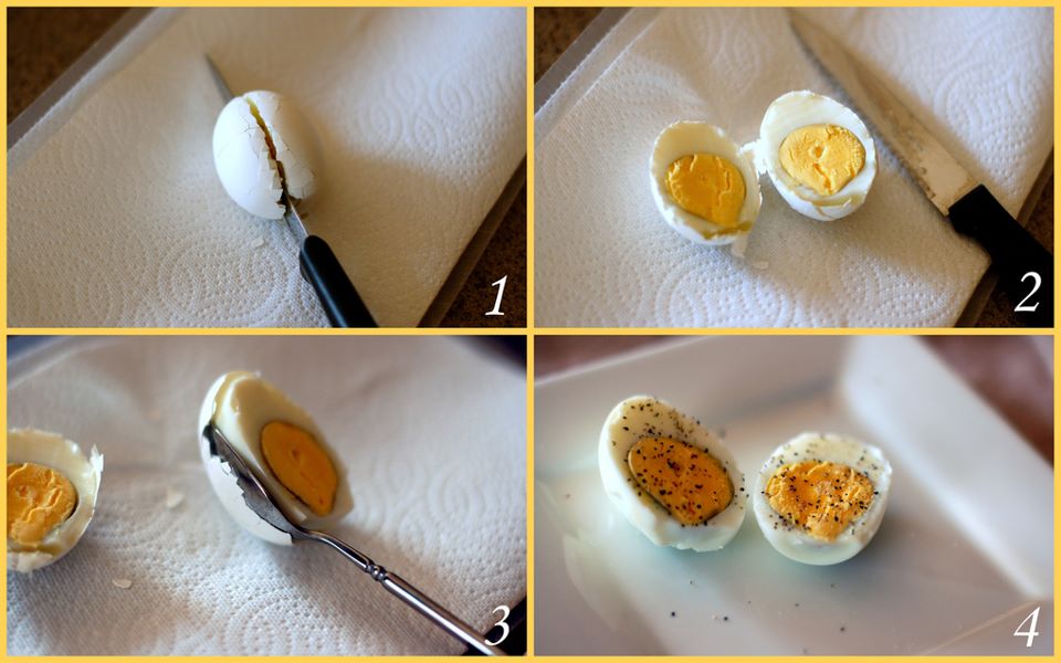 Cut Hard Boiled Eggs in Half - Easy Peel