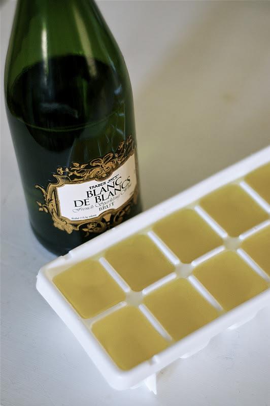 Freeze Champagne in Ice Cube trays then drop in OJ