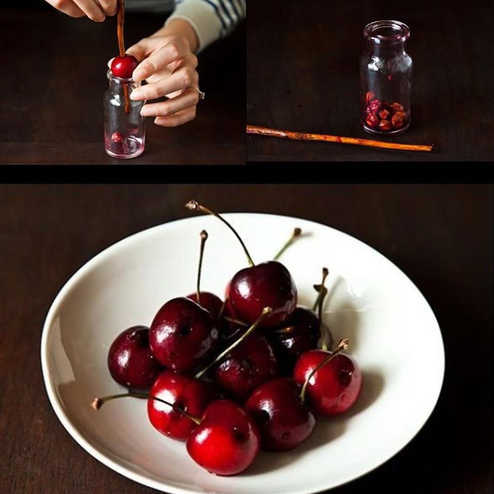 Pit cherries with a Chop Stick