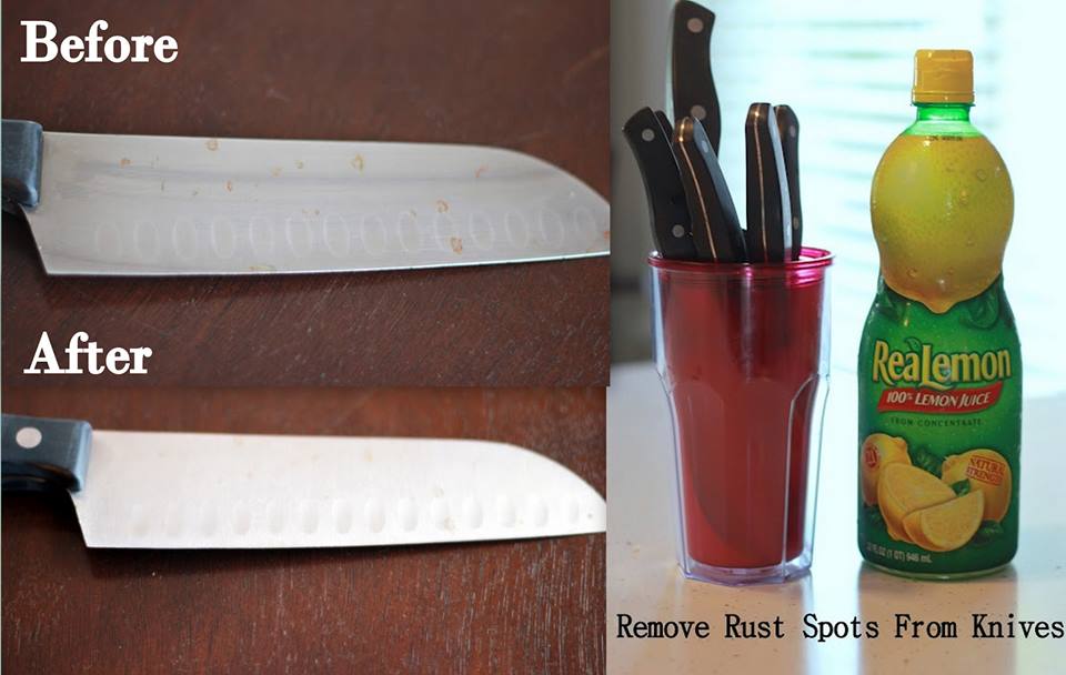 Remove rust from knives with Lemon Juice