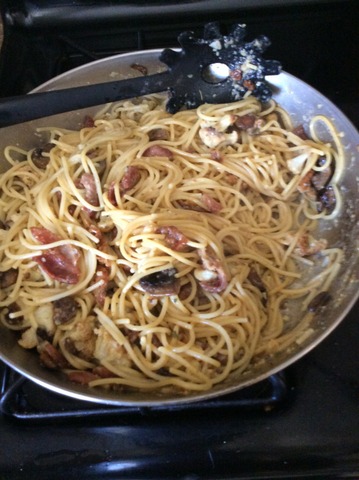 Roasted Cauliflower and Mushroom Carbonara