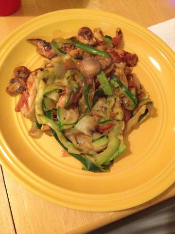 Chicken & Mushroom Zucchini "Pasta"
