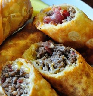 Bacon Burger Egg Rolls