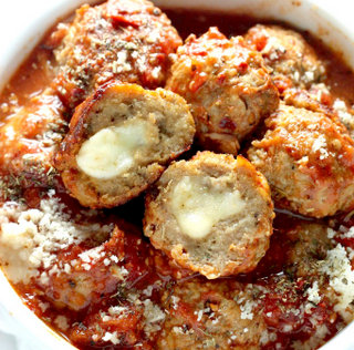 Cheese Stuffed Turkey Meatballs