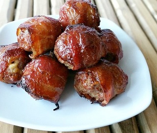 Bacon Wrapped Cheesy Meatballs