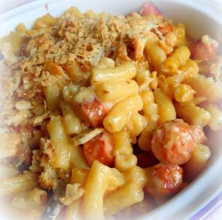 Hot Dog Mac and Cheese Casserole